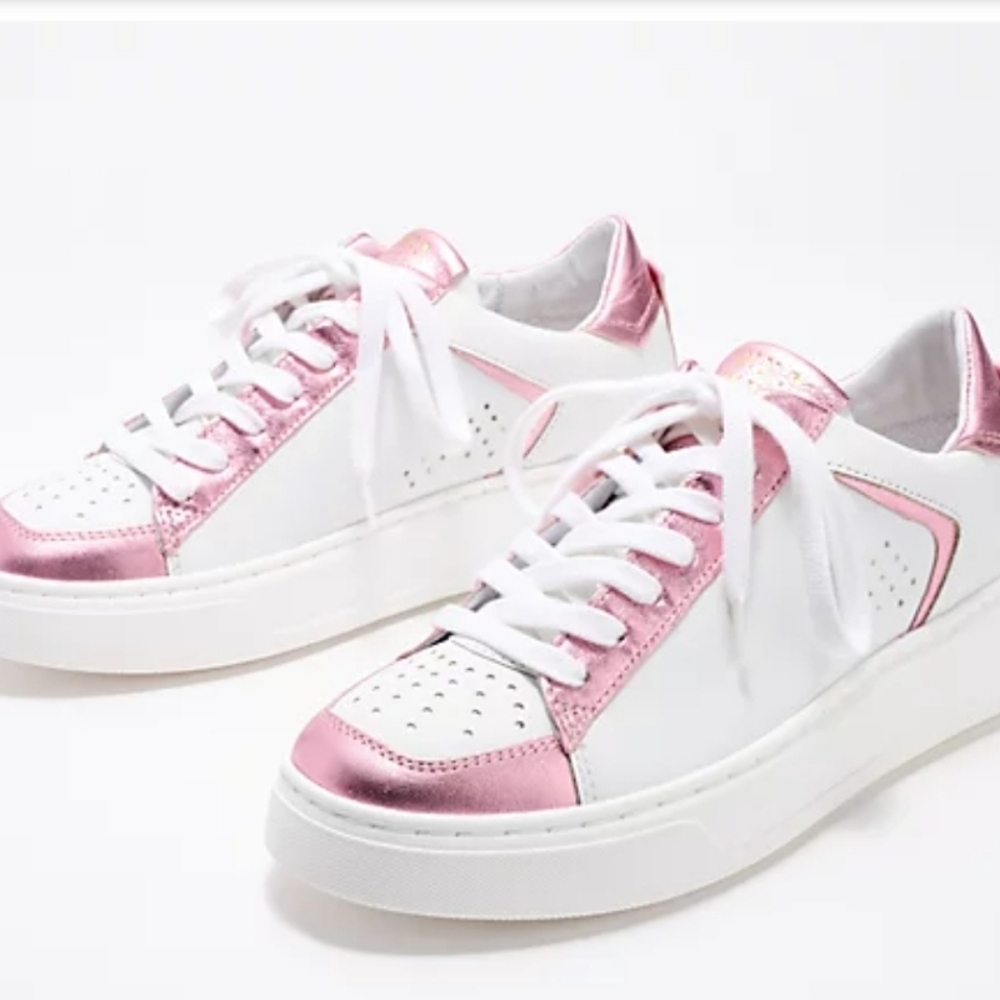 Miz Mooz Tristin Leather Lace-Up Sneakers- Blush Metallic NIB size 40